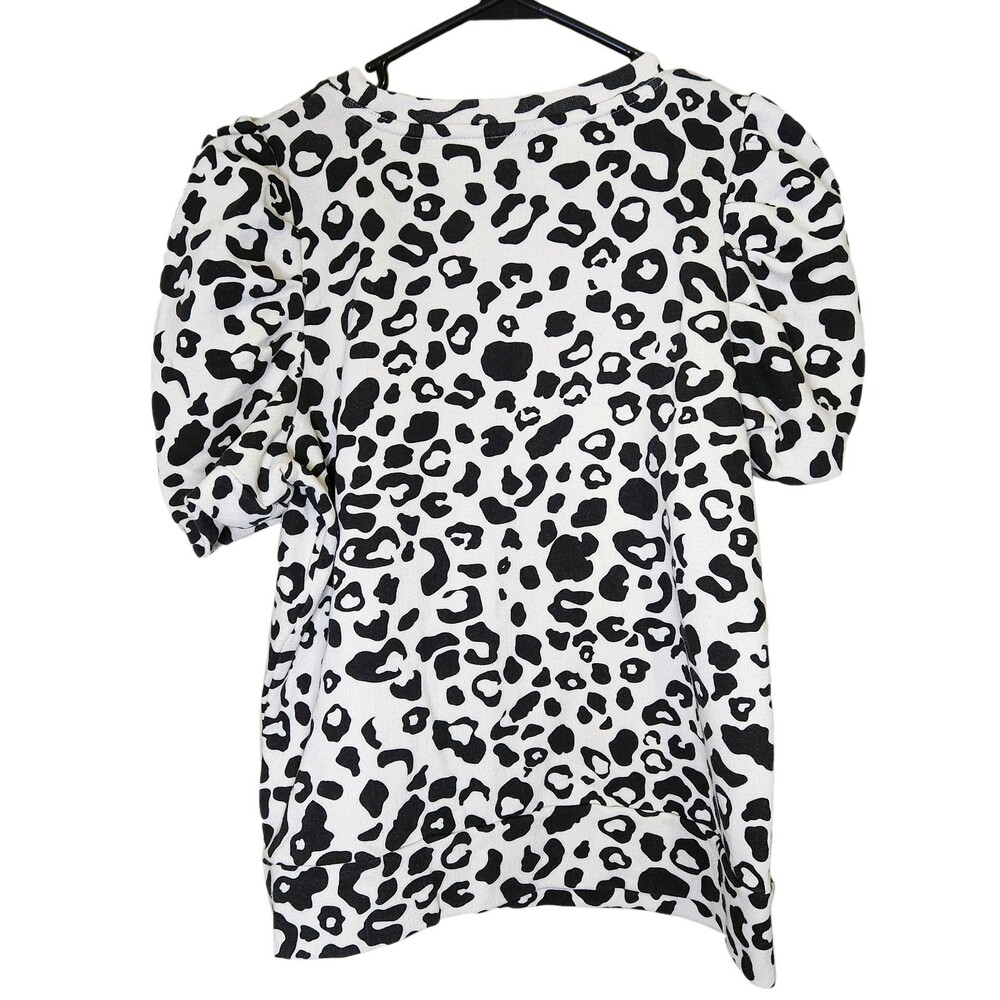 Leopard Print Who What Wear Puff Sleeve Short Sleeve Sweater Size medium